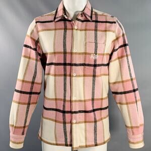 KITH Size XS Pink Black White Plaid Cotton Long Sleeve Shirt Jacket